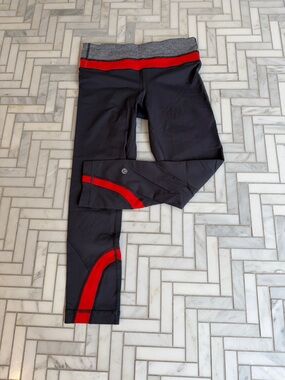 lululemon athletica Gray workout leggings with Orange Accents